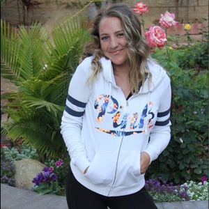 Victoria Secret Pink White Floral Zip-up Hoodie
